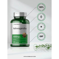 Ashwagandha Capsules | 4500 mg Supplement for Men and Women | 120 Count | by Horbaach
